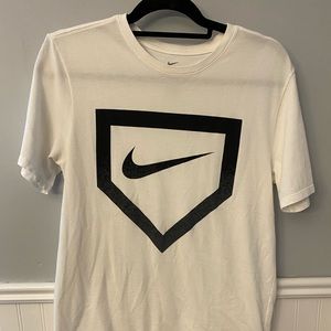 The Nike Tee Dri Fit Medium White w/ black logo